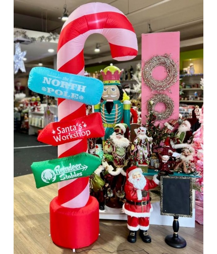 Inflatable Candy Cane Sign Post 240cm Height  