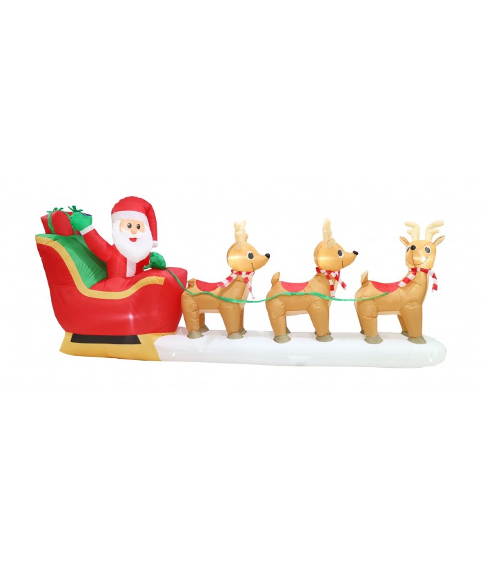 INFLATABLE SANTA SLEIGH 3 DEERS WITH LED LIGHTS  3.60M 