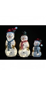 LED MESH TINSEL SNOWMAN FAMILY (3 PIECES)