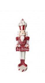 NUTCRACKER WITH "MERRY CHRISTMAS" SIGN, RED, 39CM