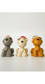 XMAS DOGS IN HATS 5CM TALL (SET OF 3)