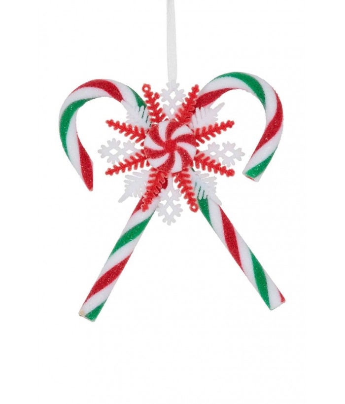 CHRISTMAS DOUBLE CANDY CANE HANGING, 16CM