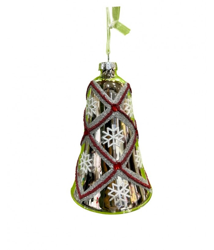 White Silver Snow Flake Bell Hanging 