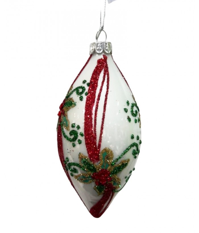 WHITE HOLLY RED SWIRL LONG DROP HANGING