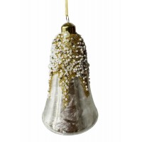  PEARLY SILVER DRIP BELL HANGING, 12cm