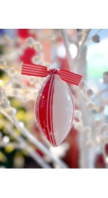 WHITE RED CANDY PATTERNED LONG DROP HANGING 14CM