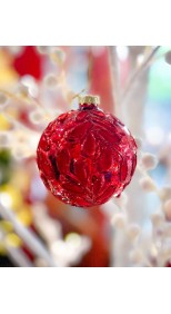 RED PATTERNED BALL HANGING 8cm