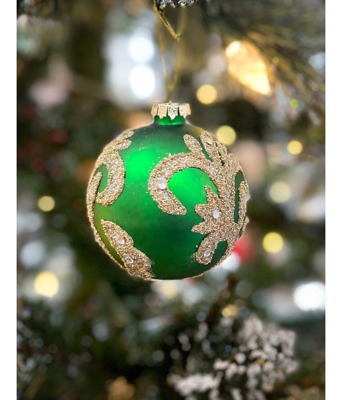 GREEN ORNAMENT BALL HANGING 8CM