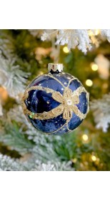 BLUE  FORAL BALL HANGING  8cm