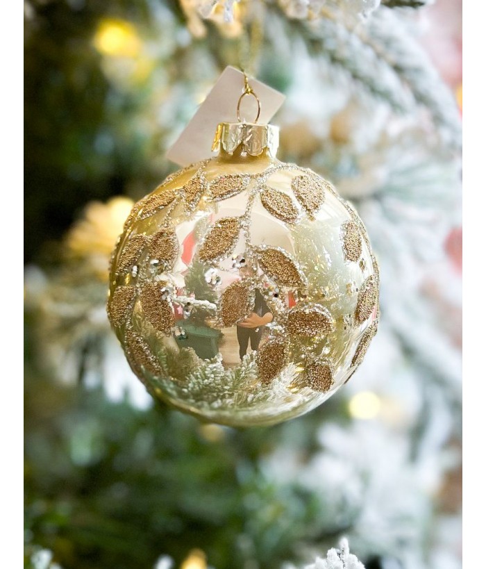 GOLD LEAF BALL HANGING 8cm