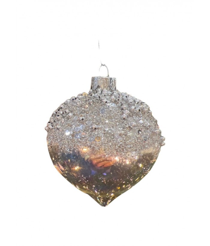 Silver Drop Ornament with  Sequin and Beads detail