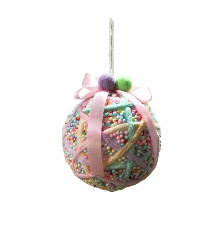 BALL PINK SPRINKLE ORNAMENT, 16CM