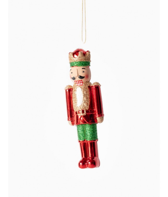 RED GREEN NUTCRACKER HANGING 15cm