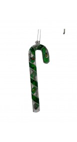 GREEN CANDY-CANE HANGING 12CM