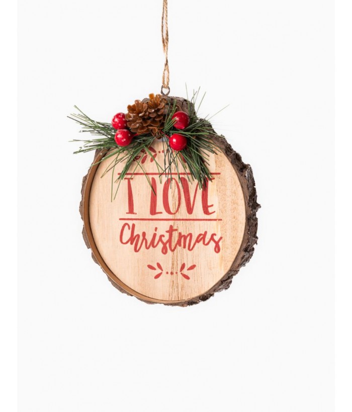 MDF I LOVE CHRISTMAS ORNAMENT 12.5CM