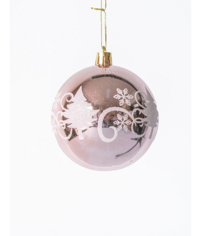 PLASTIC BALL ORNAMENT ROSE 8CM