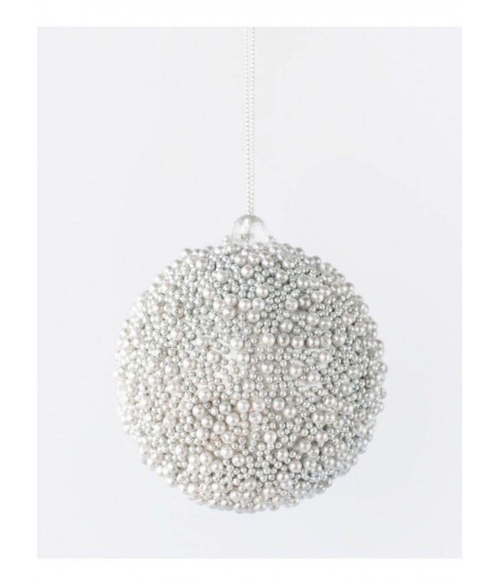 GLITTER BEAD BALL SILVER 8CM