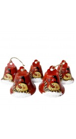 CHRISTMAS BELL SNOWMAN RED, 10CM (SET OF 5)