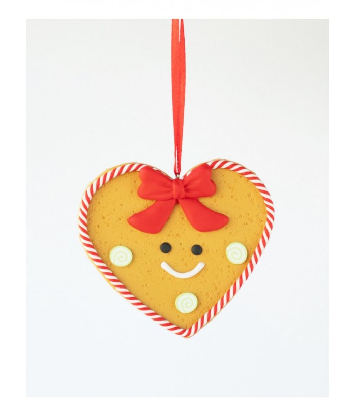 GINGERBREAD HEART ORNAMENT RED