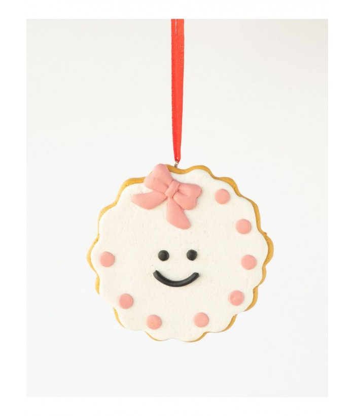 GINGERBREAD COOKIE ORNAMENT WHITE