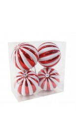 CANDY CANE BAUBLES, 8cm (PACK OF 4)