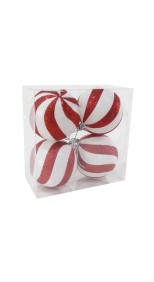 CANDY CANE BAUBLES, 8cm (PACK OF 4)