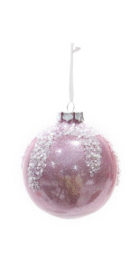 BAUBLES MIRROR PINK WITH DETAILS, 15cm