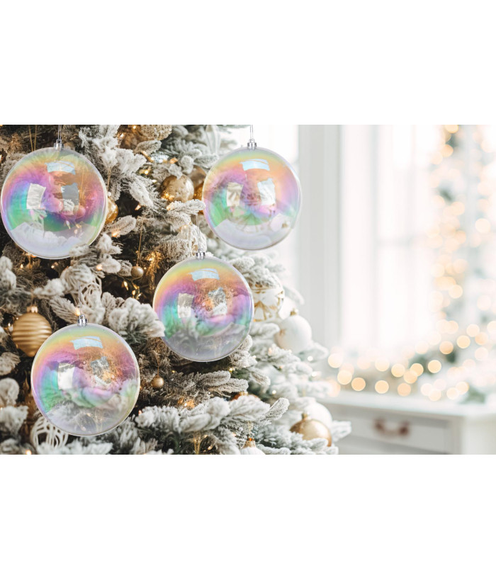 MIRROR BAUBLES CLEAR, 8cm (PACK OF 8)