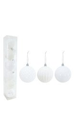 BAUBLE WHITE Pack of 6, 8cm