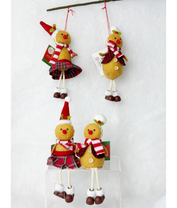 GINGERBREAD DECO - SITTING AND HANGING (SET OF 4), 21CMH