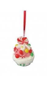CUPCAKE ORNAMENT WITH RED CANDY 8cm