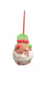 CUPCAKE ORNAMENT WITH GREEN CANDY 8cm