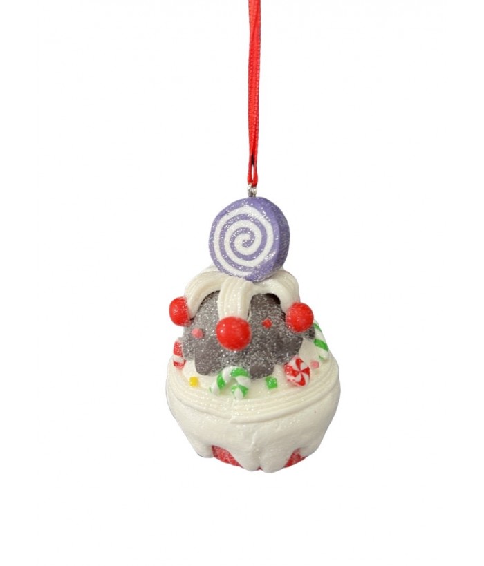 CUPCAKE ORNAMENT WITH PURPLE CANDY 8cm