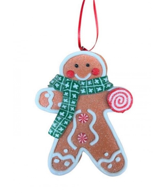 GINGERBREAD ORNAMENT WITH GREEN SCARF