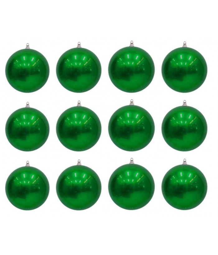 BAUBLES UV STABLE GREEN, 70mm (PACK OF 12)