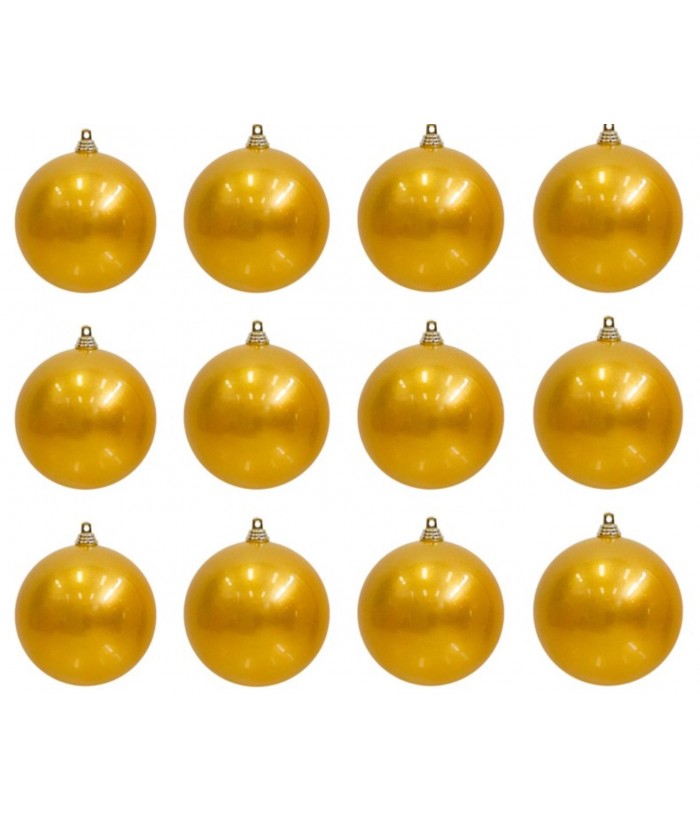 BAUBLES UV STABLE GOLD, 7CM (PACK OF 12)