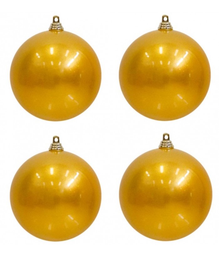 BAUBLES UV STABLE GOLD, 10CM (PACK OF 4)