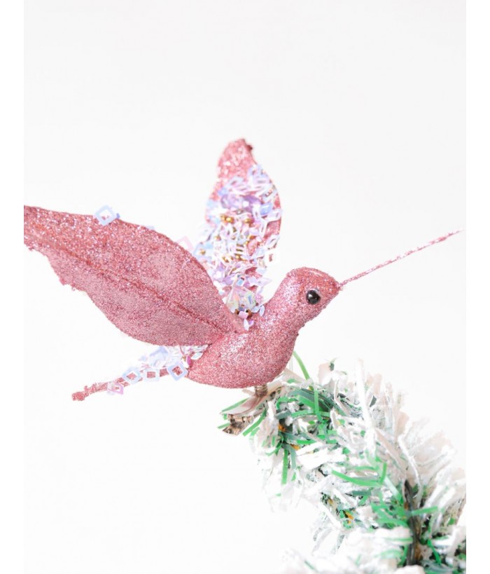 HIGH ST GLITTER HUMMINGBIRD PINK 17.5CM