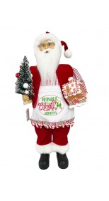 SANTA WITH GINGERBREAD HOUSE AND CHRISTMAS TREE, 47CM