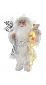 WHITE SANTA WITH PRESENTS AND LIGHT-UP 40cmH