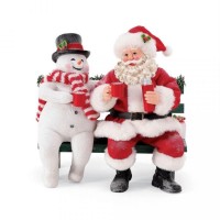 D56 Possible Dreams SANTA SHARING THE WARMTH WITH SNOWMAN, 9"