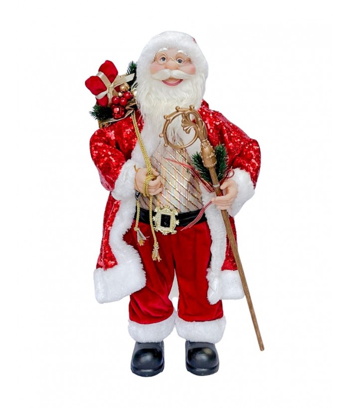 RED GLITTER  SANTA 120CM