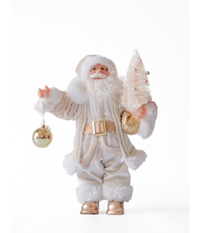 SANTA IN A CREAM GOLD OUTFIT STANDING 30CM TALL
