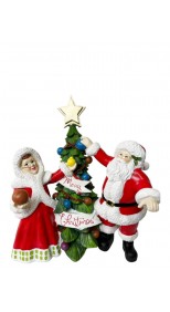 MRS & MR CLAUS AT CHRISTMAS TREE WITH LED, 32CM