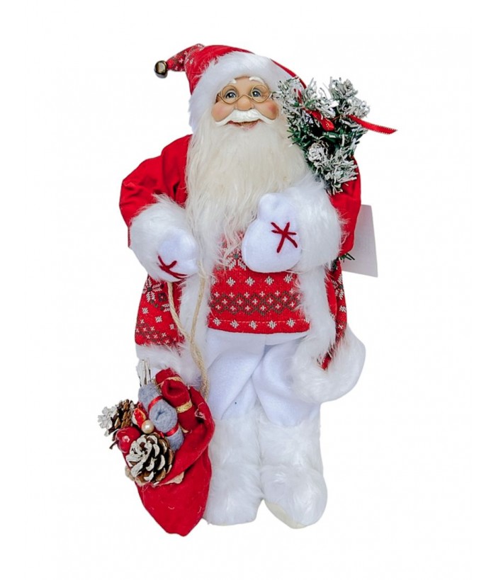 SANTA CLAUS WITH XMAS TREE AND BAG OF GIFTS 45CM HEIGHT