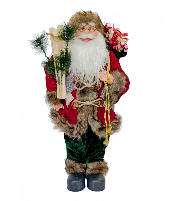 SANTA STANDING WITH A FULL BAG OF GOODNESS AND XMAS DECOR 30CM TALL