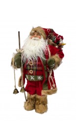 SANTA STANDING WITH  HIS STAFF AND GIFTS  90CM
