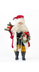 STANDING SANTA WITH WREATH AND SACK 52.5CM