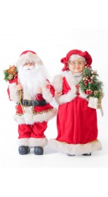 MOVING MUSICAL SANTA AND MRS CLAUS 45CM TALL