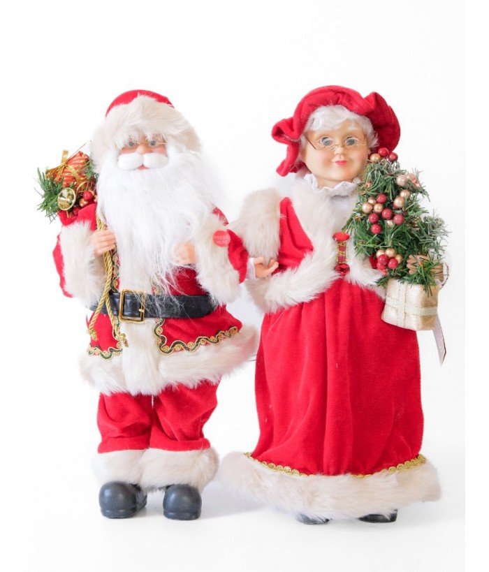 MOVING MUSICAL SANTA AND MRS CLAUS 45CM TALL